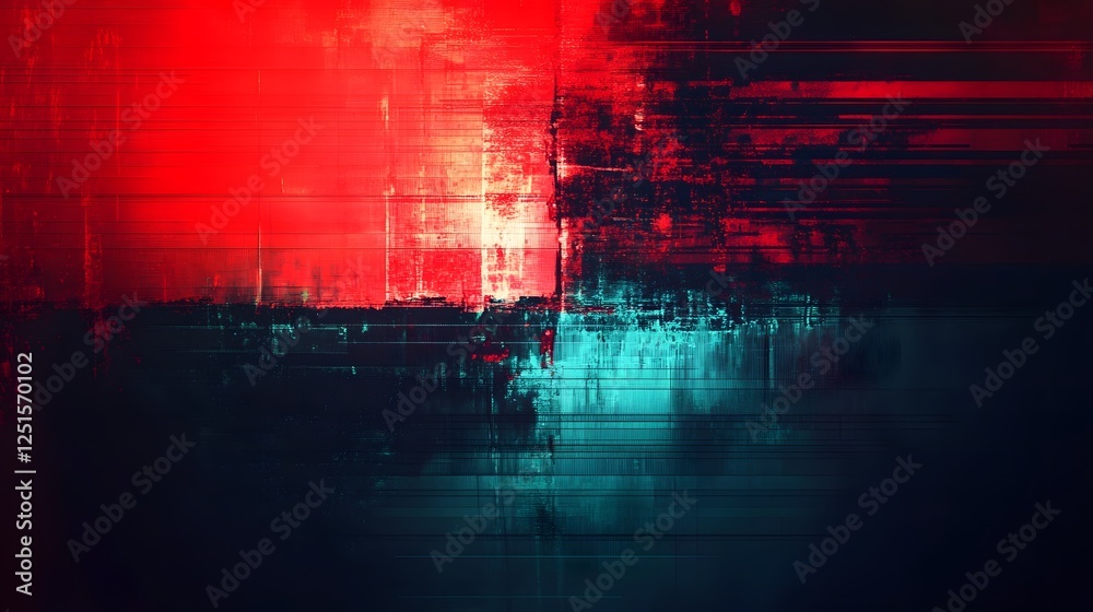 Poster dramatic high contrast illumination of a glitched blurred and digitally manipulated abstract artwork