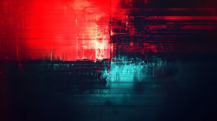 Dramatic high contrast illumination of a glitched blurred and digitally manipulated abstract artwork featuring vibrant neon lighting effects electric and technological motifs
