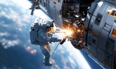 An astronaut&rsquo;s courage shines as bright as the sparks from their tools.