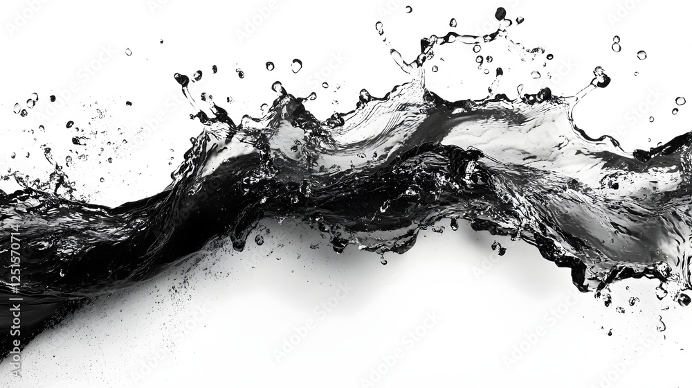 Poster dramatic monochrome image capturing the powerful energy and fluid dynamics of a splash of water in m