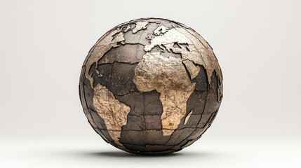 Metallic Pixelated Globe Dark Bronze and Gold 3D Model