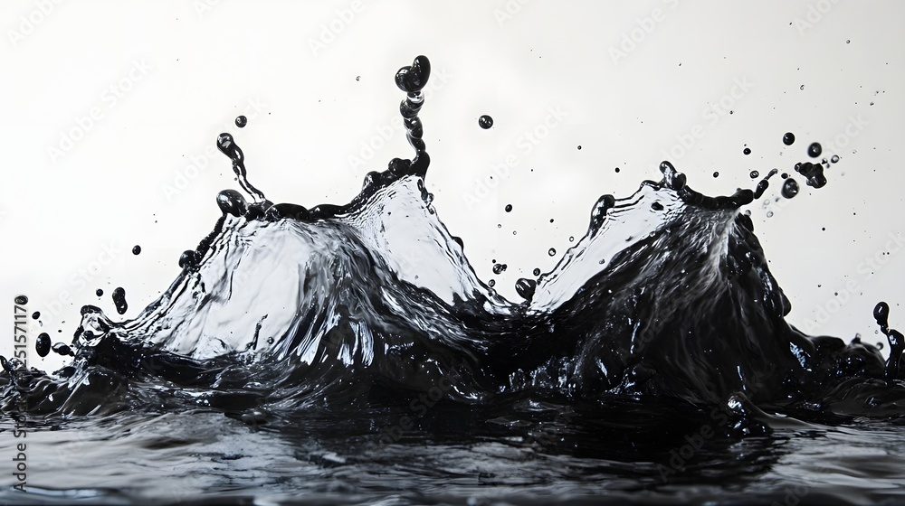 Aufkleber dramatic monochrome splash of water in motion with droplets ripples and bursting energy creating a b