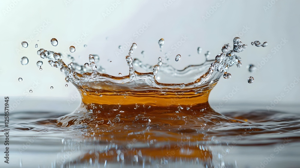 Fototapete Dramatic orange liquid splash bursting with vibrant energy and dynamic motion creating a striking abstract visual with swirling patterns shimmering droplets and a sense of kinetic power and flow