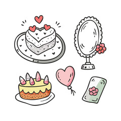 set of birthday cake