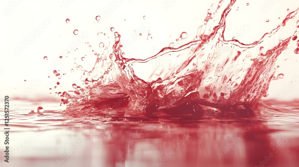 Aufkleber Dramatic red liquid splash and splatter in water creating mesmerizing fluid motion and energetic visuals  Vivid vibrant and captivating abstract image with dynamic movement intense color