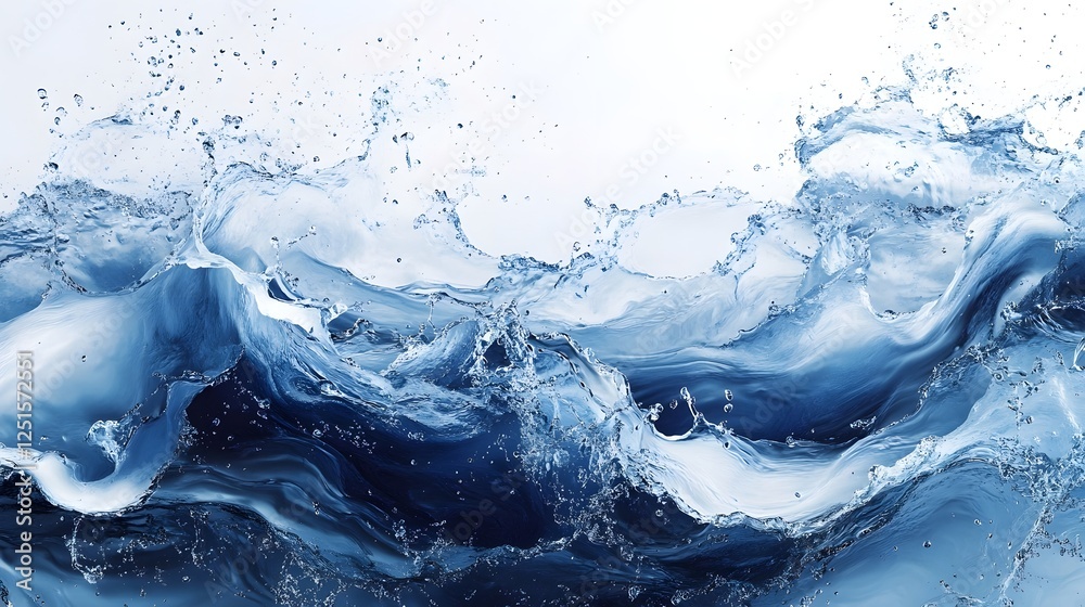 Poster Dramatic scene of powerful ocean waves crashing and splashing against rocky cliffs in stormy weather conditions  Turbulent churning waters create a chaotic and dynamic aquatic landscape