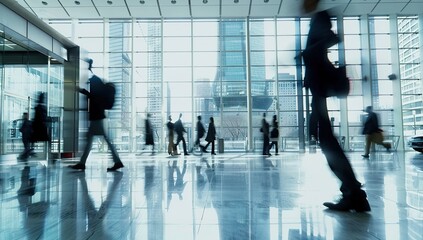 Blurred group of busy business people	