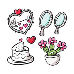 valentine day vector, clip art, cut out, doodle,