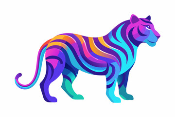 Obraz premium Colorful Gradient Tiger Silhouette – Neon Abstract Wildlife Art.