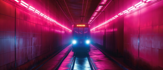 An automatic trolley with coal moves along the min_011