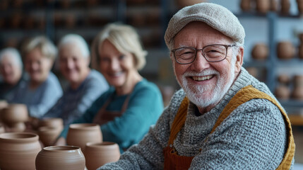 Seniors Enjoying Pottery Class Together