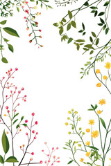 watercolor illustration of leaves and flowers 