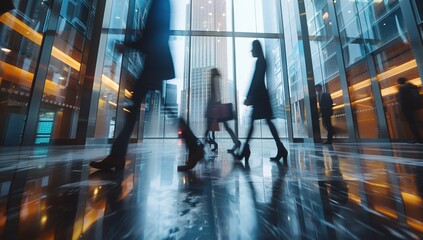 Fototapeta premium Blurred group of busy business people 
