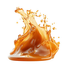 Burnt Caramel Liquid Splash Isolated on Transparent Background