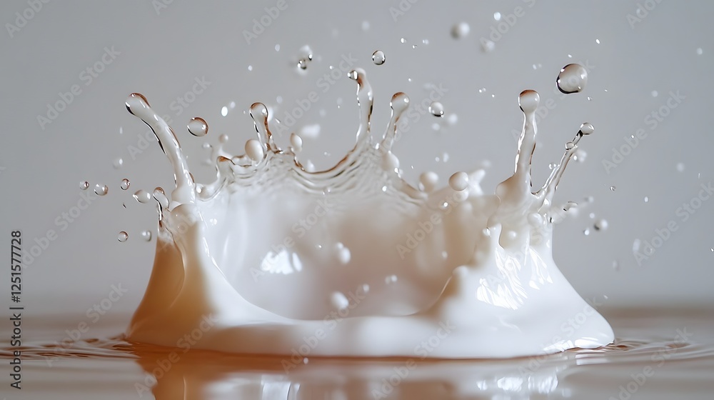Poster Dramatic water splash with dynamic motion and flowing droplets capturing the fluid dynamics and refreshing transparency of a natural liquid element in an minimalist style