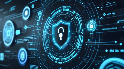 Cybersecurity Digital Lock Protection Secure Data Encryption