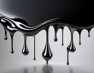 dripping liquid black and white on a solid background