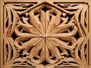 Intricate Wood Carving with Geometric Patterns