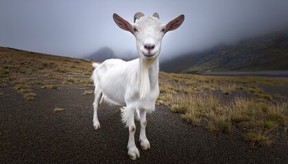 Fototapeta premium full body shot of a white goat generative ai