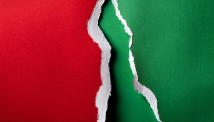 ripped red and green paper