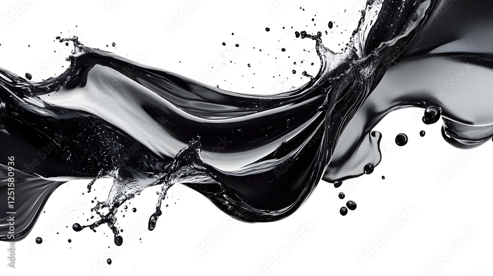 Poster Dynamic Monochrome Liquid Splash and Flow Abstract Art Backdrop  creative with textured graphic and energetic liquid movement and explosion effects in black and white colors