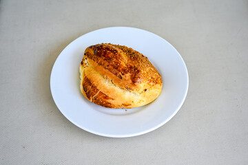 Turkish pastry product , tasty pogaca, acma . Simit, gevrek. Turkish Pastries; peynirli, patatesli, kasarli pogaca, sosili acma, dereotlu pogaca,  borek, acma, ay coregi at patisserie showcase.