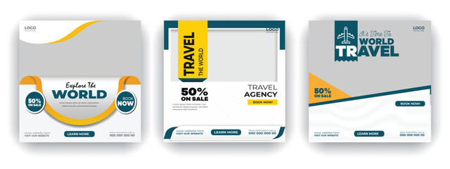 Travel social media post design template