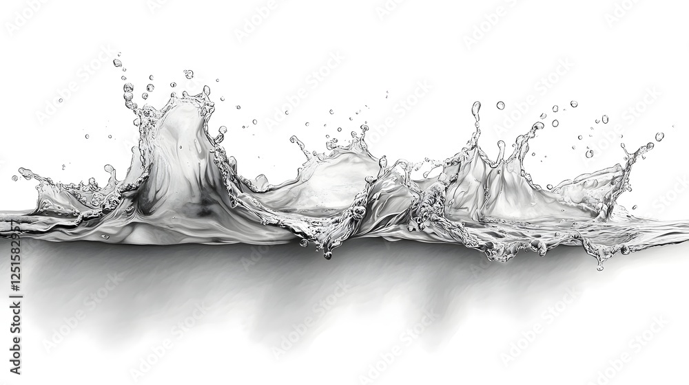 Leinwandbilder dynamic water splash with flowing liquid droplets bursting waves and powerful gushing movement on a 