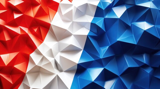 Geometric Interpretation of the French Flag Featuring Bold Colors and Textured Design - Powered by Adobe