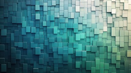 Fototapeta premium Teal cube wall texture, gradient background, digital art, website design