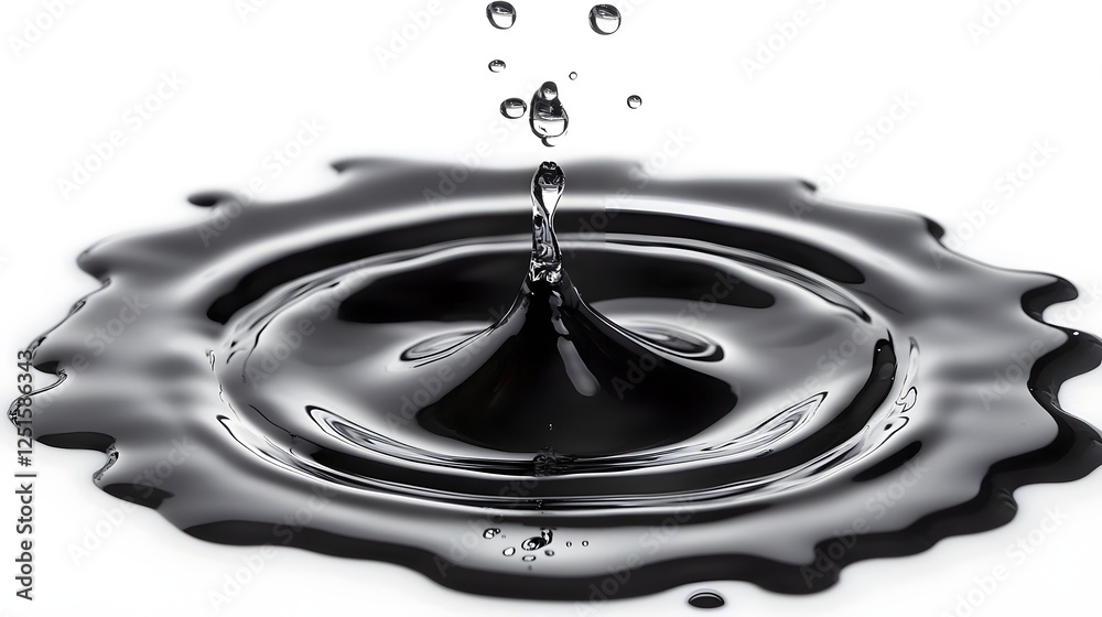 Fototapete Elegant black and white photograph showcasing the graceful and dynamic beauty of a water drop splash with captivating reflections and subtle ripples creating a minimalist and premium abstract visual