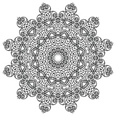 Fototapeta premium Detailed Mandala with Beautiful Swirls for Mindful Coloring