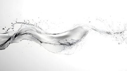 Elegant Monochrome Fluid Motion Abstract  Dynamic flowing waves of liquid creating an abstract contemporary composition with clean minimalist aesthetics