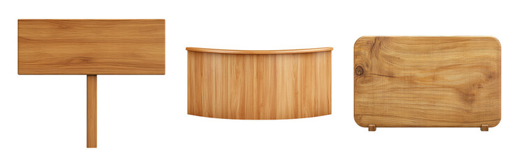 Wooden Signs and Boards for Creative Uses Isolated on transparent background