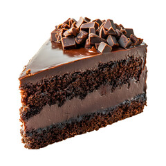 Blackout Fudge Cake with Chocolate Frosting Isolated on Transparent Background