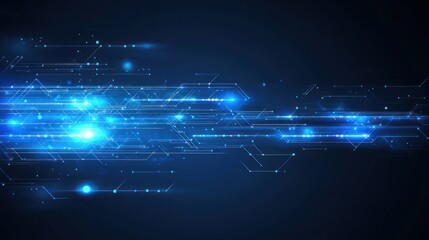 Obraz premium Blue digital stream, abstract tech background, website banner