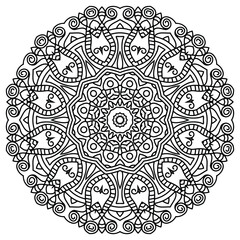 Detailed Mandala with Beautiful Swirls for Mindful Coloring