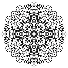 Detailed Mandala with Beautiful Swirls for Mindful Coloring