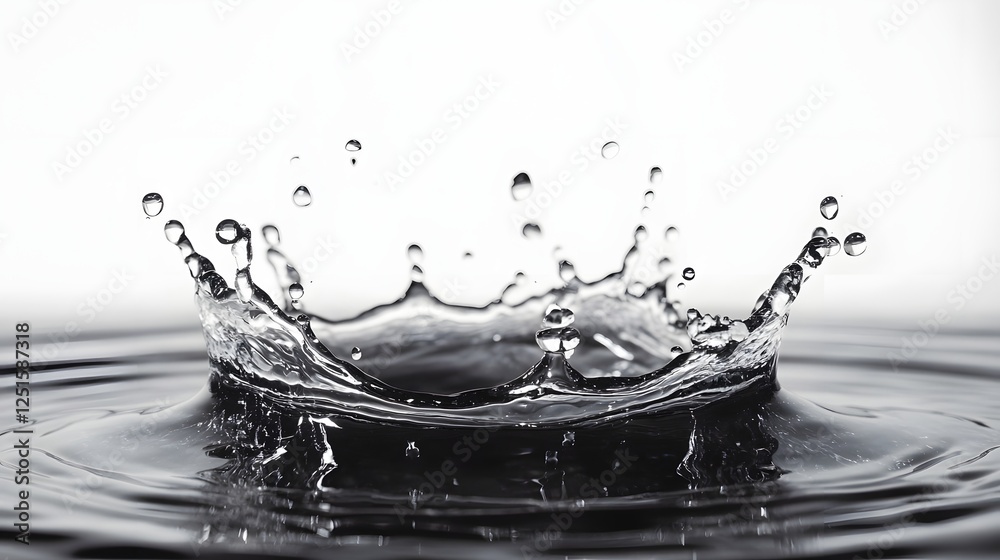 Fototapete Elegant water splash and droplet forming an shape in smooth motion on a calm transparent surface  The image has a minimalist natural and refreshing vibe