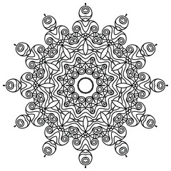 Detailed Mandala with Beautiful Swirls for Mindful Coloring