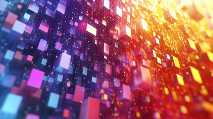 Obraz premium Colorful Cubes Streaming, Digital Background, Abstract, Tech