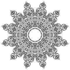 Detailed Mandala with Beautiful Swirls for Mindful Coloring