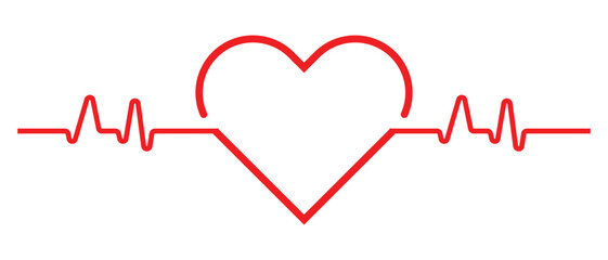 heartbeat line and life line icon, heart and heartbeat line, life line icon on white background.