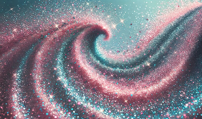 Fototapeta premium Light and color in a complex Interplay of glittering particles and swirling hues of pink and blue