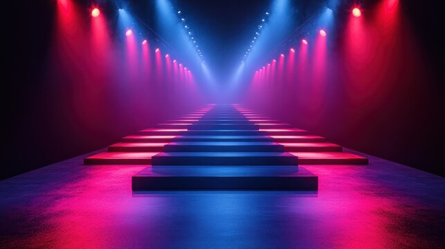 Neon Runway Stage Lights Smoke Path Product Display