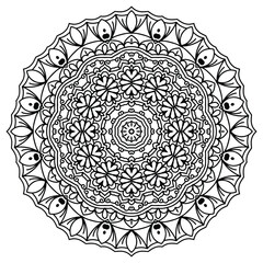 Detailed Mandala with Beautiful Swirls for Mindful Coloring