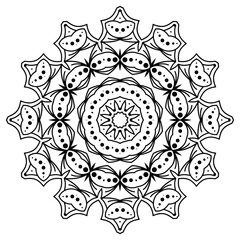 Detailed Mandala with Beautiful Swirls for Mindful Coloring