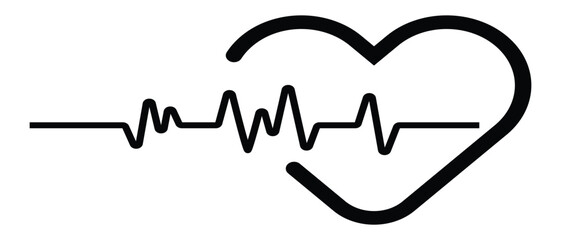 heartbeat line and life line icon, heart and heartbeat line, life line icon on white background.