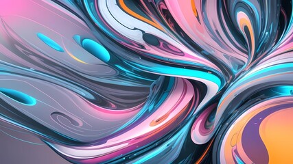 A vibrant and dynamic abstract background with smooth gradients, soft light reflections, and a futuristic feel. The design features fluid shapes, neon colors, and a mix of warm and cool tones. High re