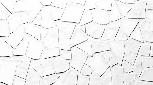 Abstract broken white tile pattern with sharp edges forming a modern geometric mosaic design. - Powered by Adobe
